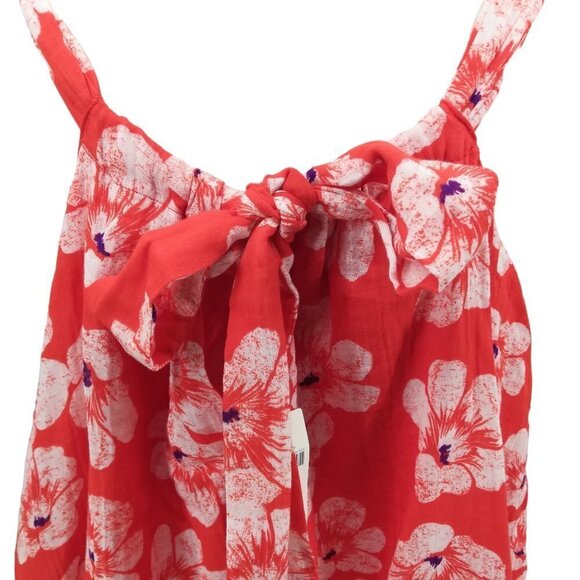 By Anthropologie Gauze Bubble Hem Mini Dress Size S Orange Floral Pockets - Picture 10 of 14